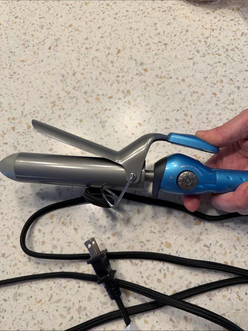 BaByliss Silver and Blue 1.25" Curling Iron